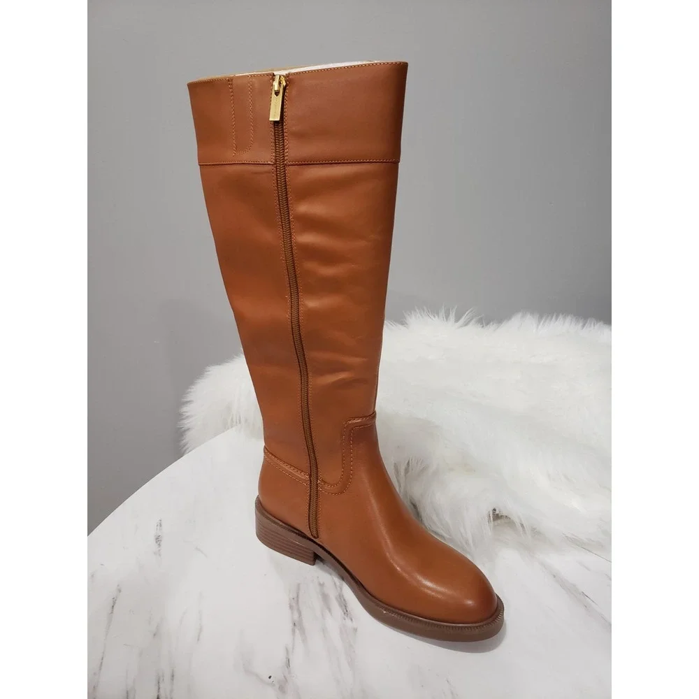 NEW SIZE 7 WIDE CALF  LEATHER Ridding Knee High Boots Brown ANDALIAN OLD MONEY